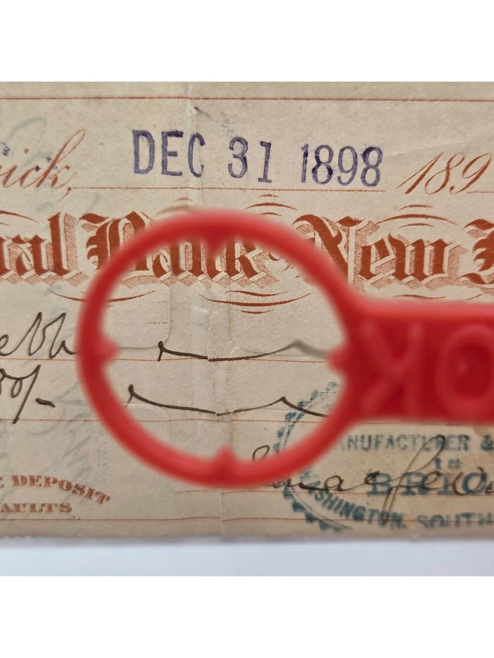 1898 National Bank of New Jersey Check New Brunswick Revenue Stamp Antique